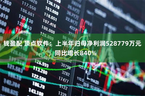 钱盈配 顶点软件：上半年归母净利润528779万元，同比增长840%