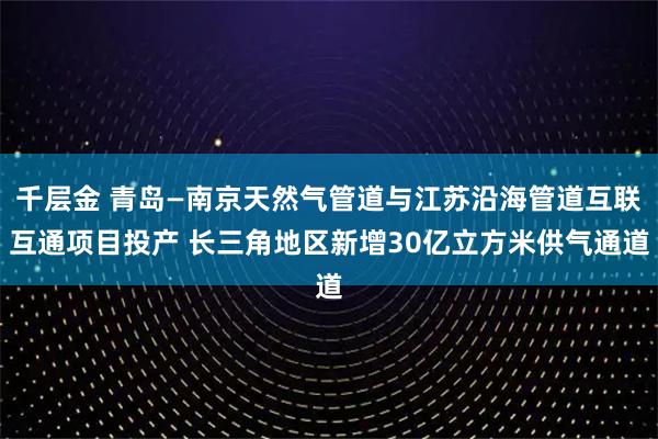 千层金 青岛—南京天然气管道与江苏沿海管道互联互通项目投产 长三角地区新增30亿立方米供气通道